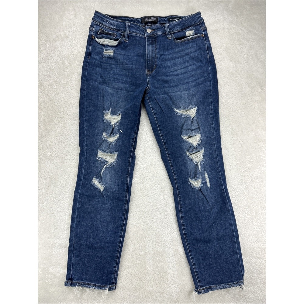 Judy Blue Size 13/ 31 Boyfriend Fit Distressed‎ STRETCH Denim Jeans